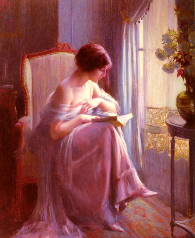 Young-Woman-Reading-By-A-Window - Delphin Enjoras